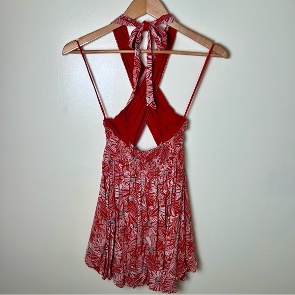 Free People Women’s Libby Convertible Mini Halter Dress Red Floral XS Beach Boho - Picture 4 of 8